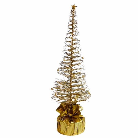 32” Spiral Wire Ornament Gold Christmas Tree - Picture 2 of 8